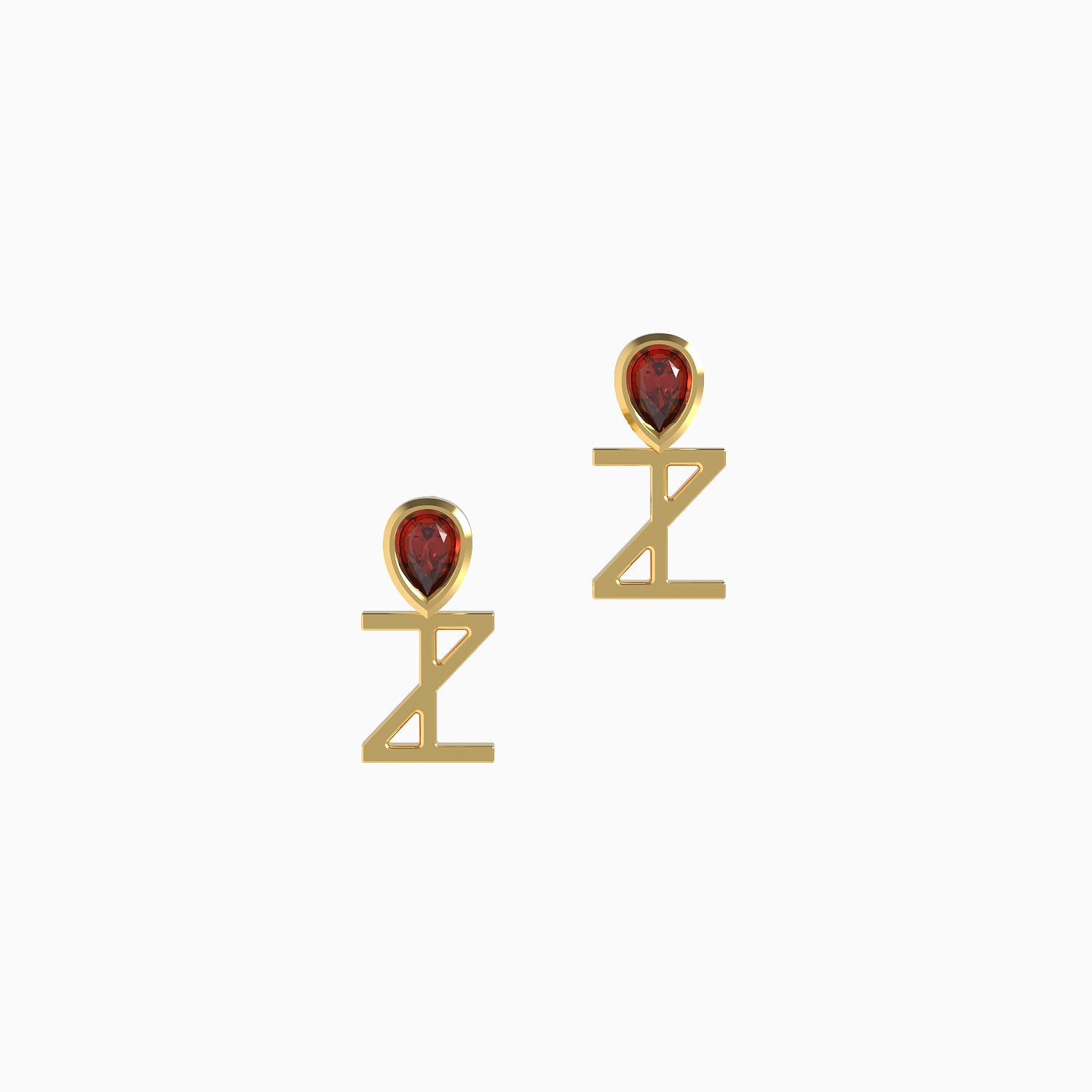 Ladinardò™ ANKH motif Earring in Yellow Gold and Garnet image 0