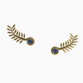 Ladinardò™ Olive Leaf Climber Earrings in Yellow Gold and Aquamarine image 0