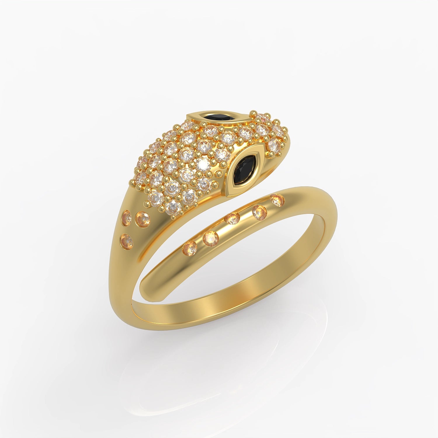 Serpent Ring in Yellow Gold, Diamonds, Black Diamonds image 0