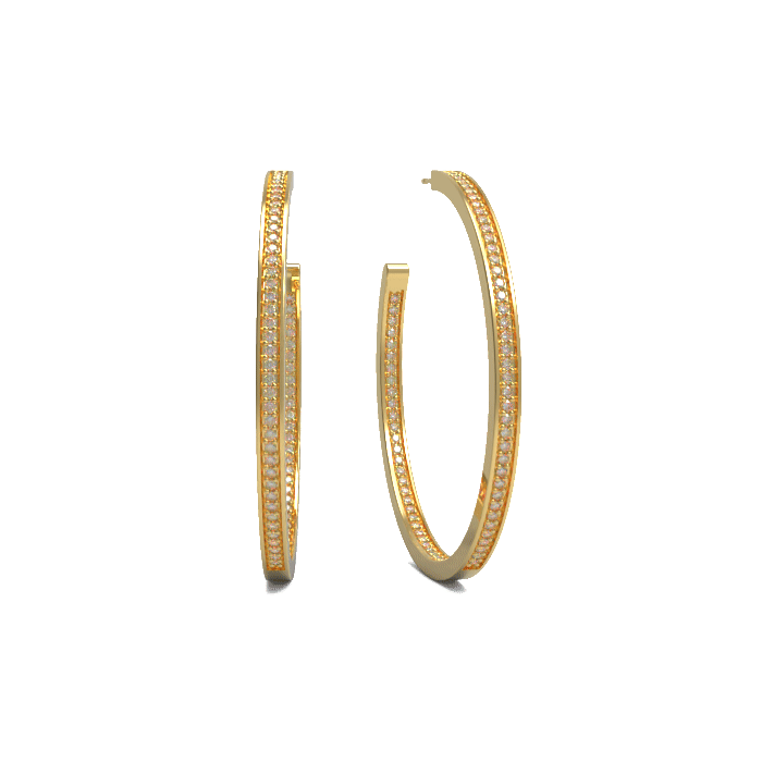 Ladinardò™ Metro Hoop Earrings in Yellow Gold and Diamonds image 2