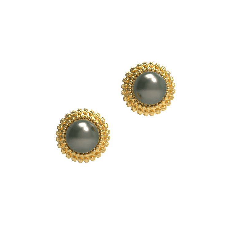Ladinardò™ Ladi Pearl Earrings in Yellow Gold, Tahitian Black Pearl image 2