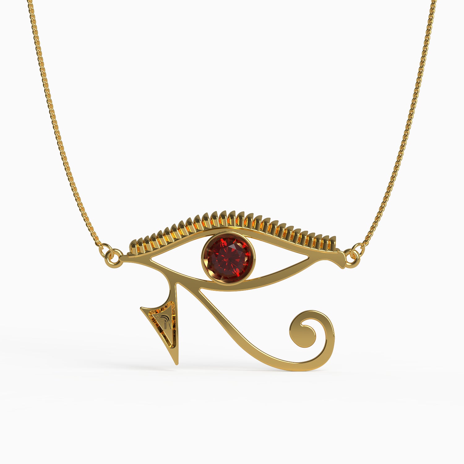 Horus Evil Eye Pendant in Yellow Gold, Ruby image 0