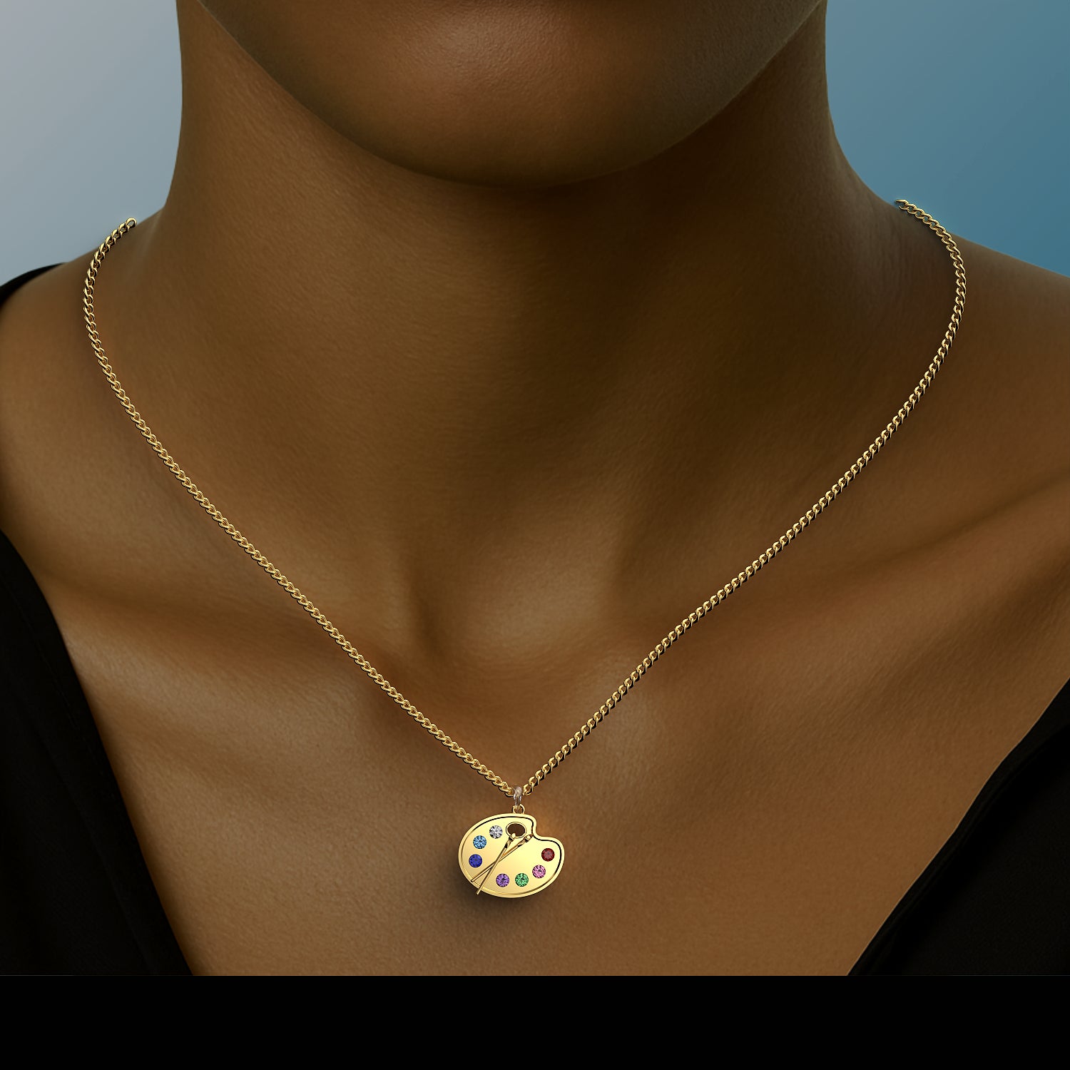Palette d’Amour Pendant in Yellow Gold, Diamond, Ruby, Emerald, Sapphire image 1