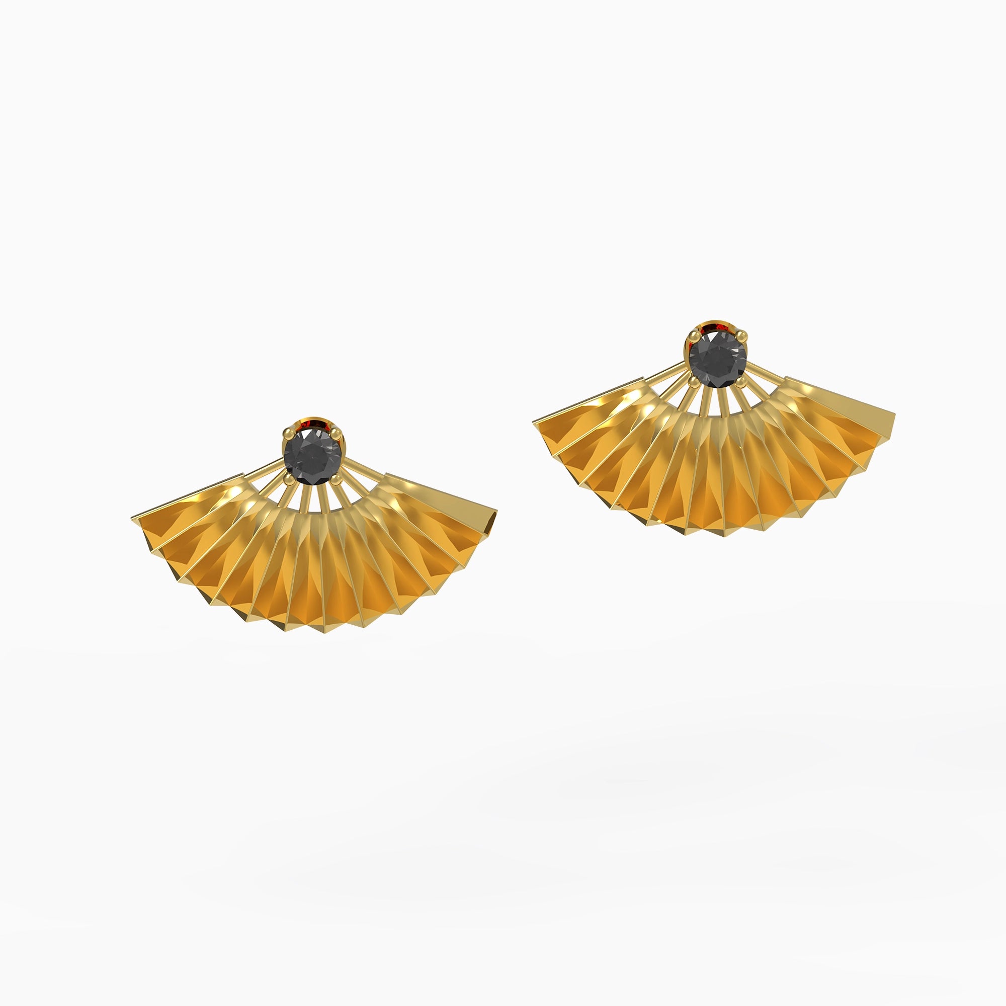 Ladinardò™ Geisha Fan Earrings in Yellow Gold and Black Diamond image 0