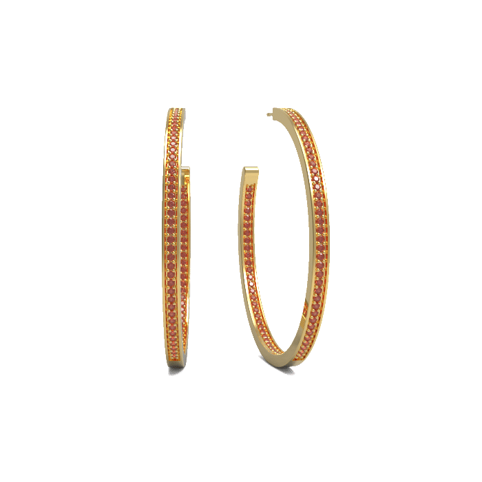 Ladinardò™ Metro Hoop Earrings in Yellow Gold and Garnet image 2